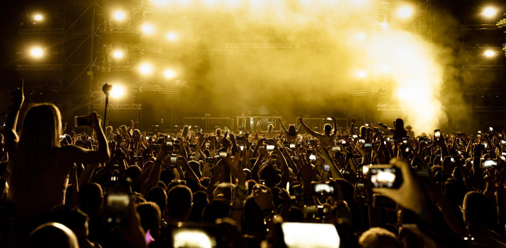 Concert crowd with stage lights